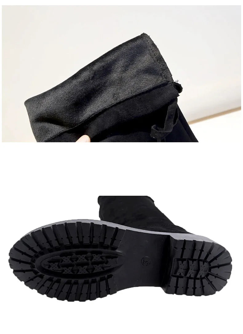 Botas Muslo Ante Cordones