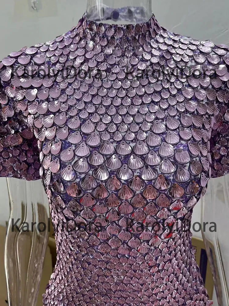 Mini Dress Lentejuelas Azul Lago