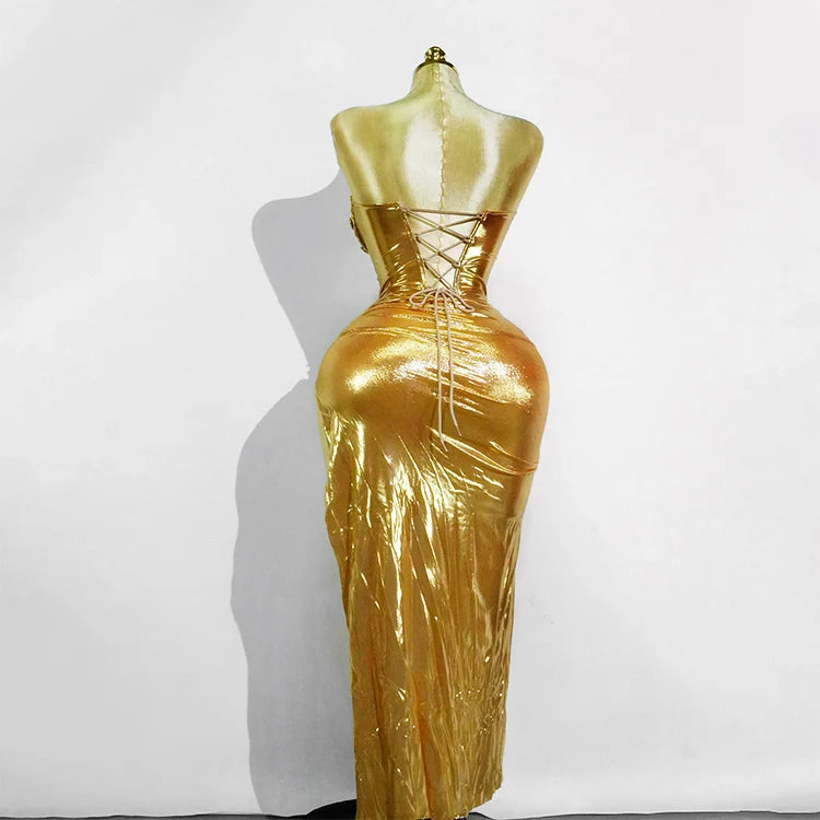 Set Dorado Cristales Top y Falda