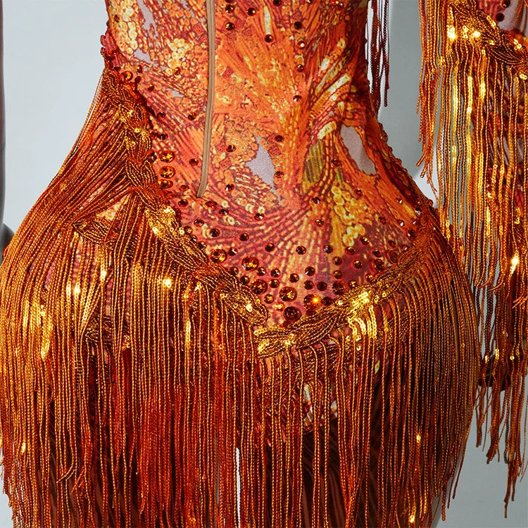 Bodysuit Leopardo Lentejuelas Flecos