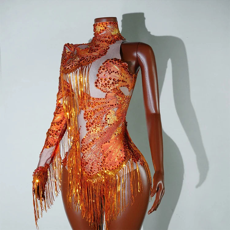 Bodysuit Leopardo Lentejuelas Flecos