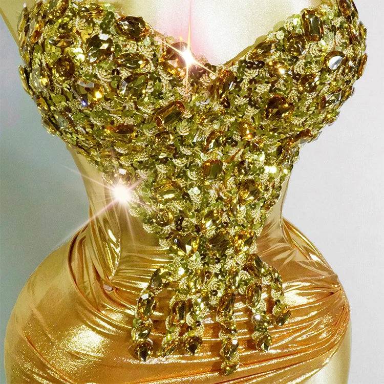 Set Dorado Cristales Top y Falda