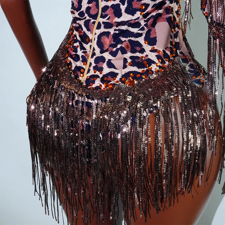Bodysuit Leopardo Lentejuelas Flecos