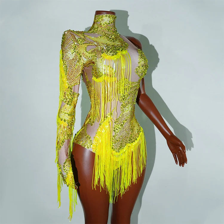 Bodysuit Leopardo Lentejuelas Flecos