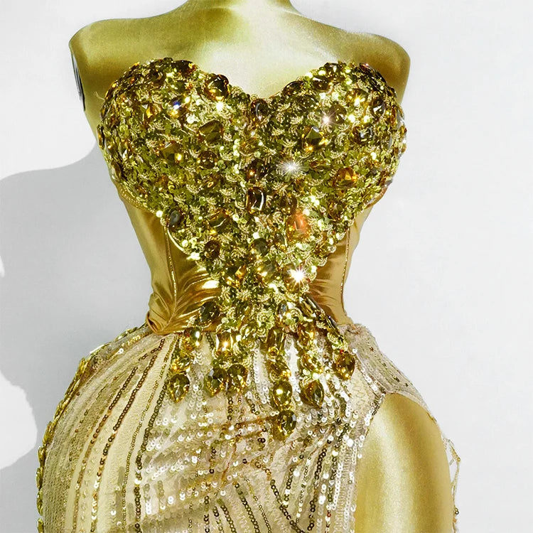 Set Dorado Cristales Top y Falda