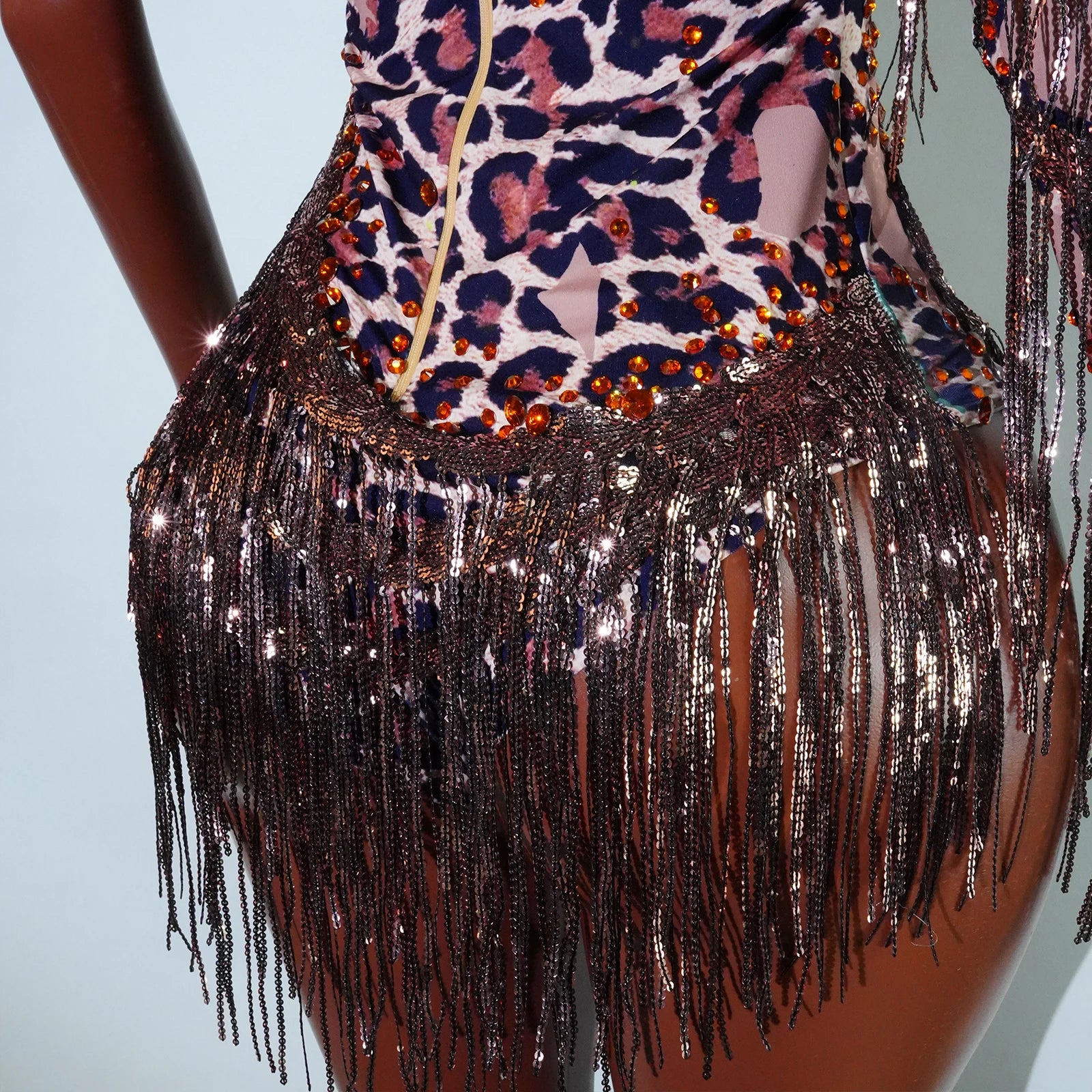 Bodysuit Leopardo Lentejuelas Flecos