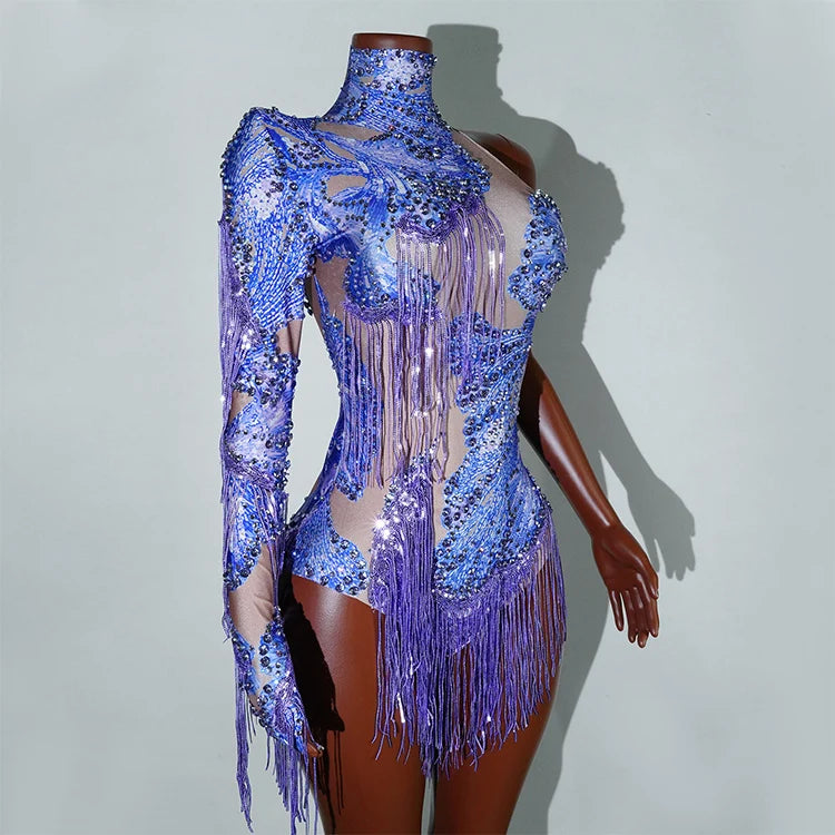 Bodysuit Leopardo Lentejuelas Flecos