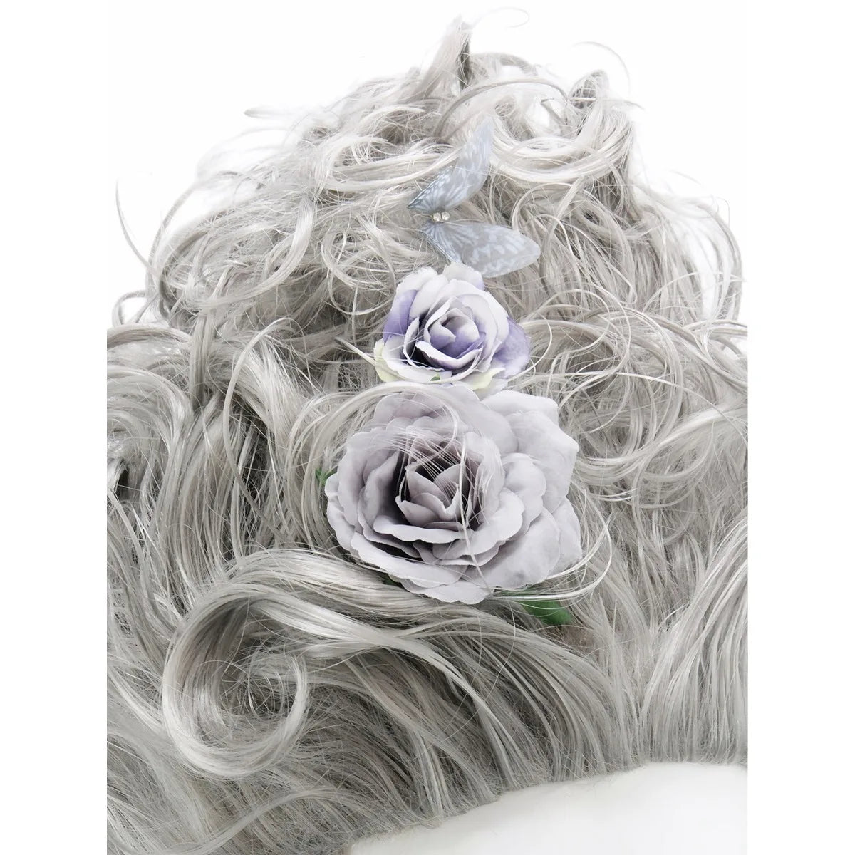 Peluca Rosa Esponjosa Plumas Flores