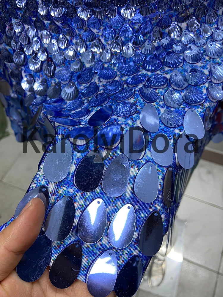 Mini Dress Lentejuelas Azul Lago