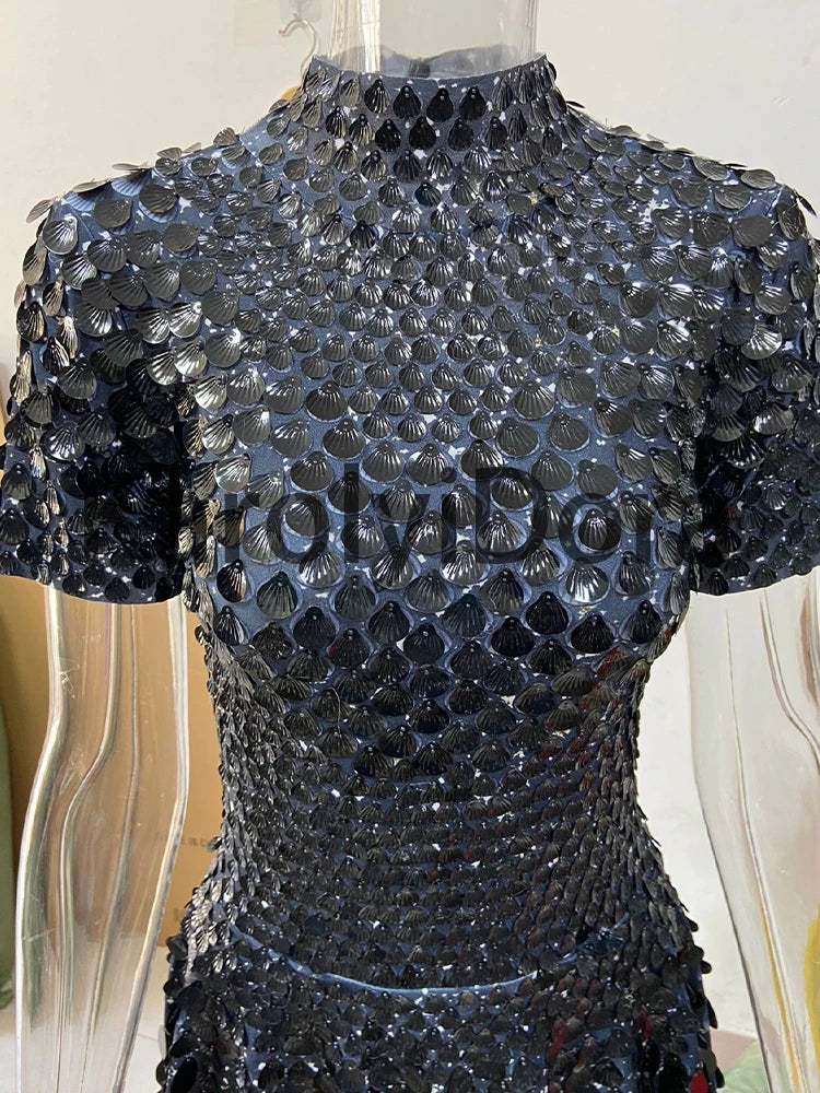 Mini Dress Lentejuelas Azul Lago