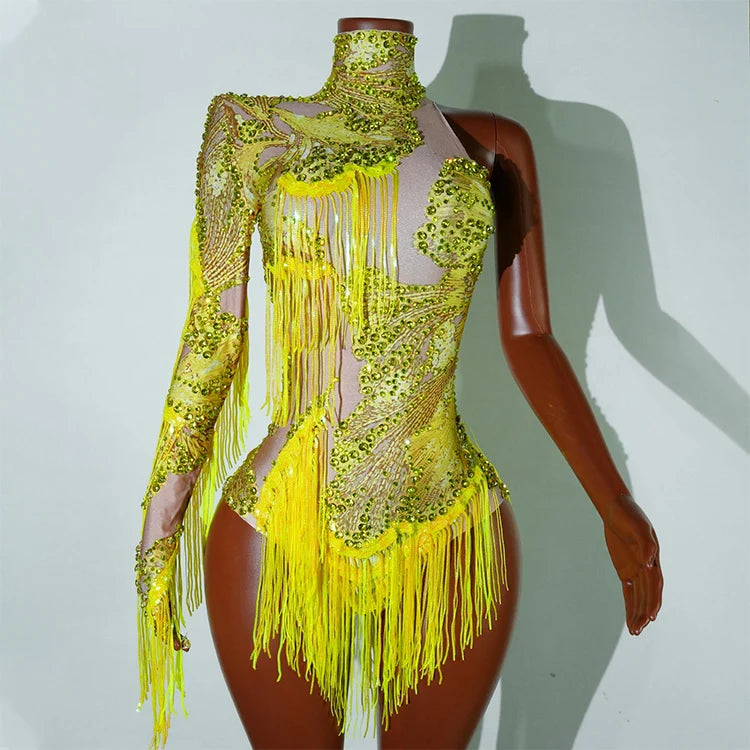 Bodysuit Leopardo Lentejuelas Flecos