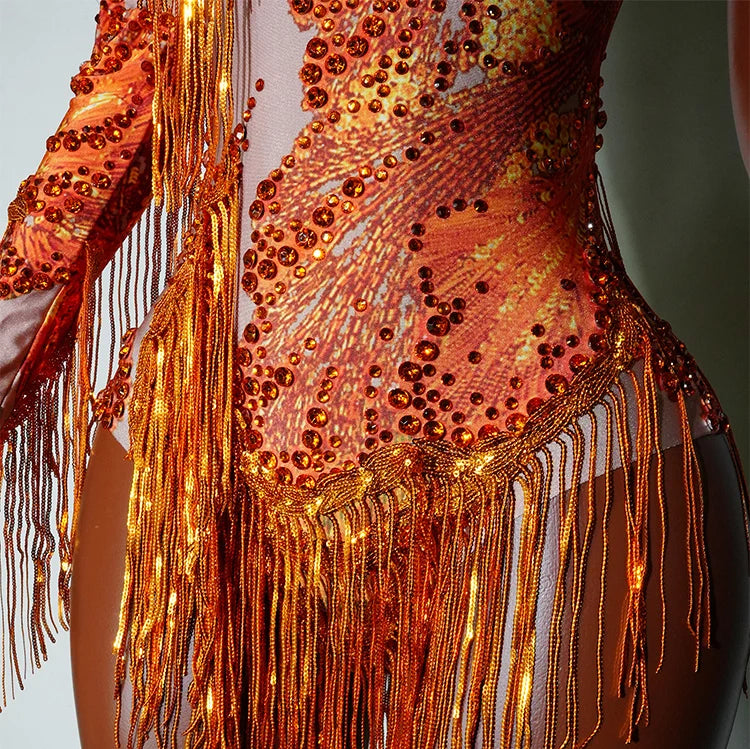 Bodysuit Leopardo Lentejuelas Flecos