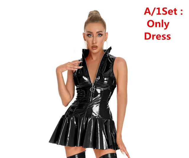 Vestido Látex PVC Plisado