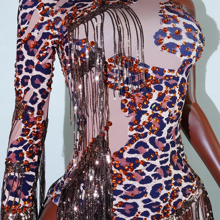 Bodysuit Leopardo Lentejuelas Flecos