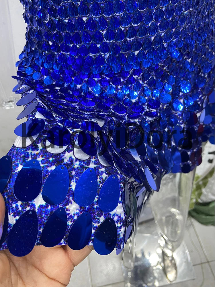 Mini Dress Lentejuelas Azul Lago