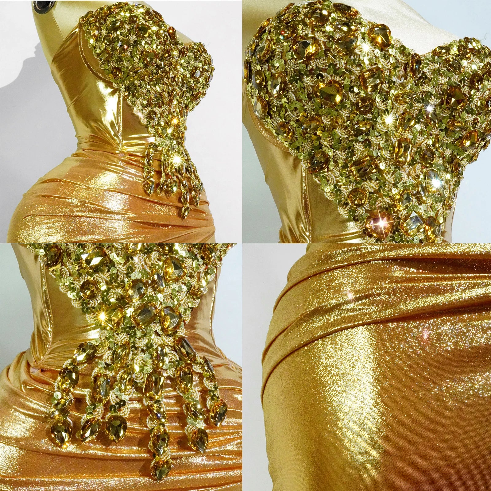 Set Dorado Cristales Top y Falda