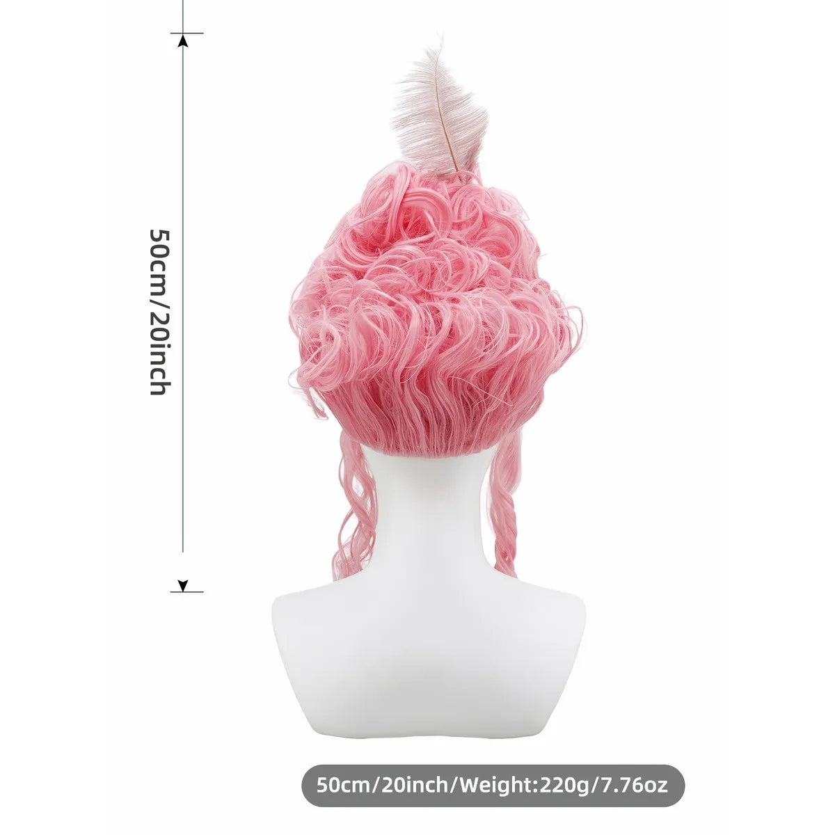 Peluca Rosa Esponjosa Plumas Flores