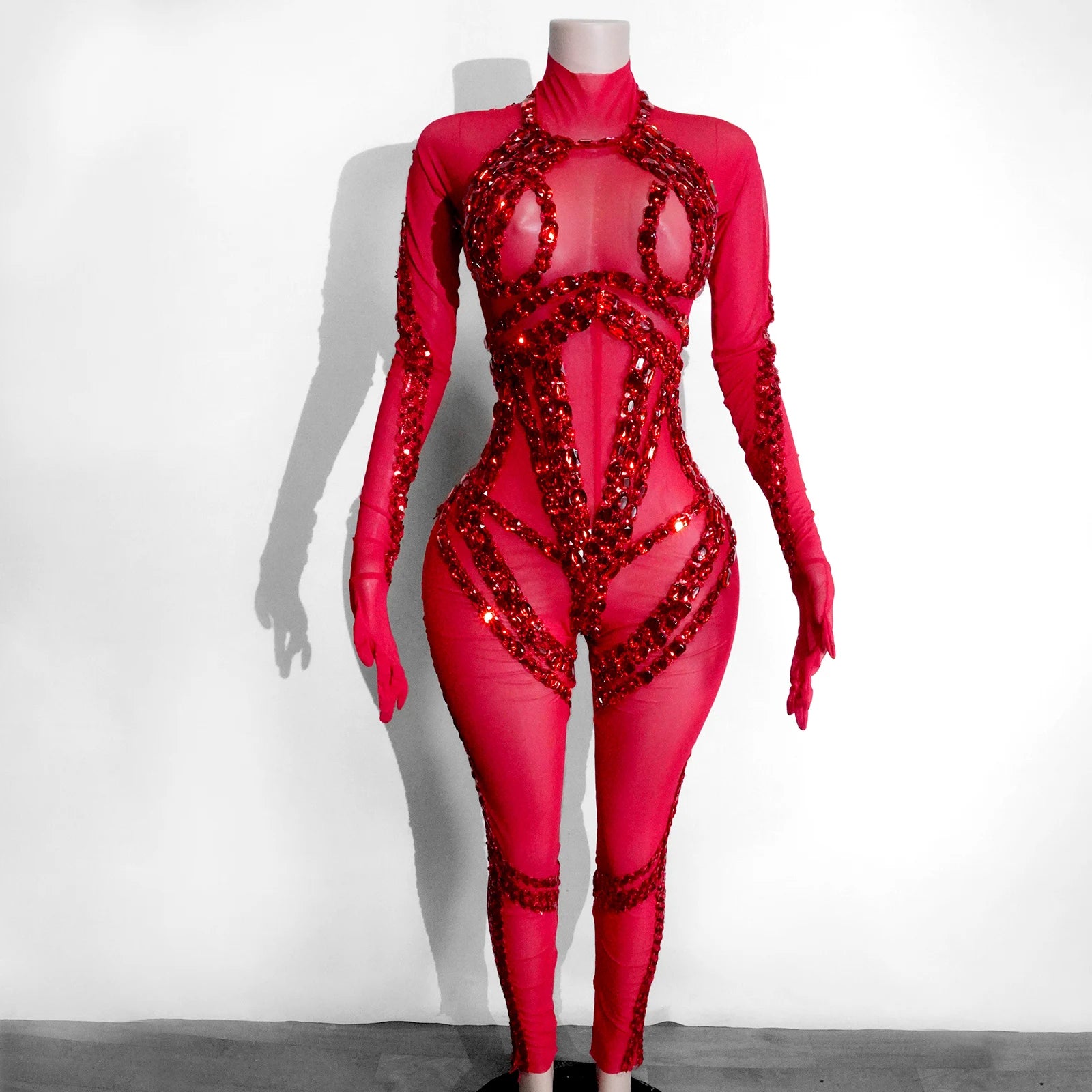 Jumpsuit Malla Cristales Negro