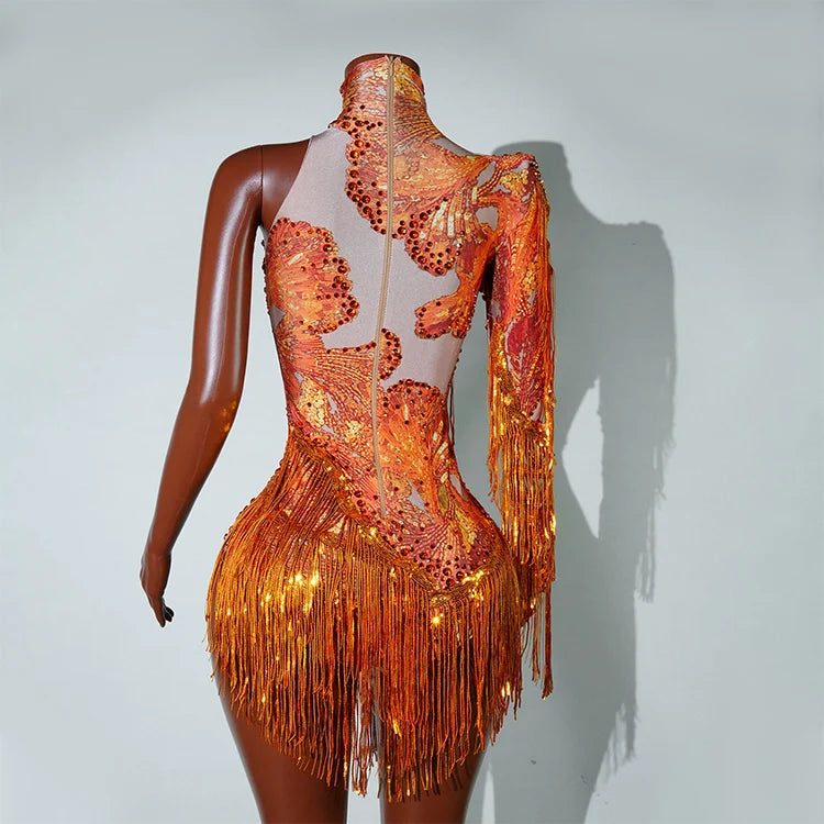 Bodysuit Leopardo Lentejuelas Flecos