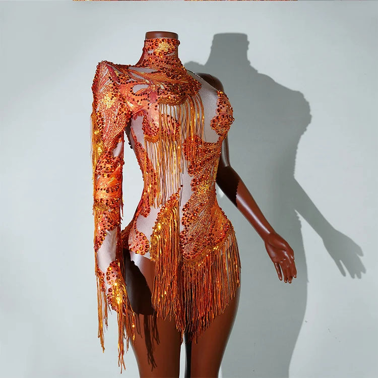 Bodysuit Leopardo Lentejuelas Flecos