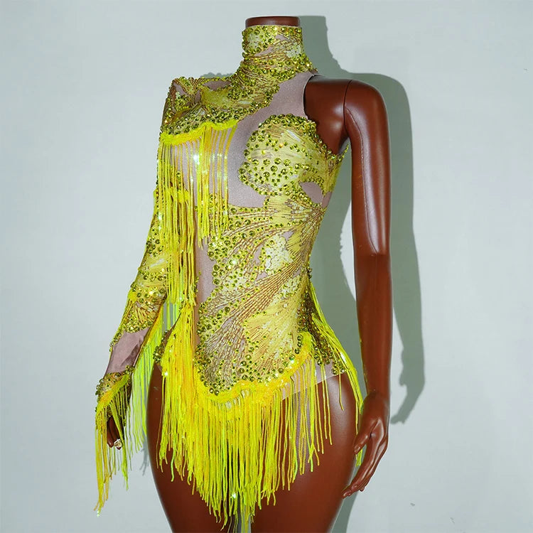 Bodysuit Leopardo Lentejuelas Flecos