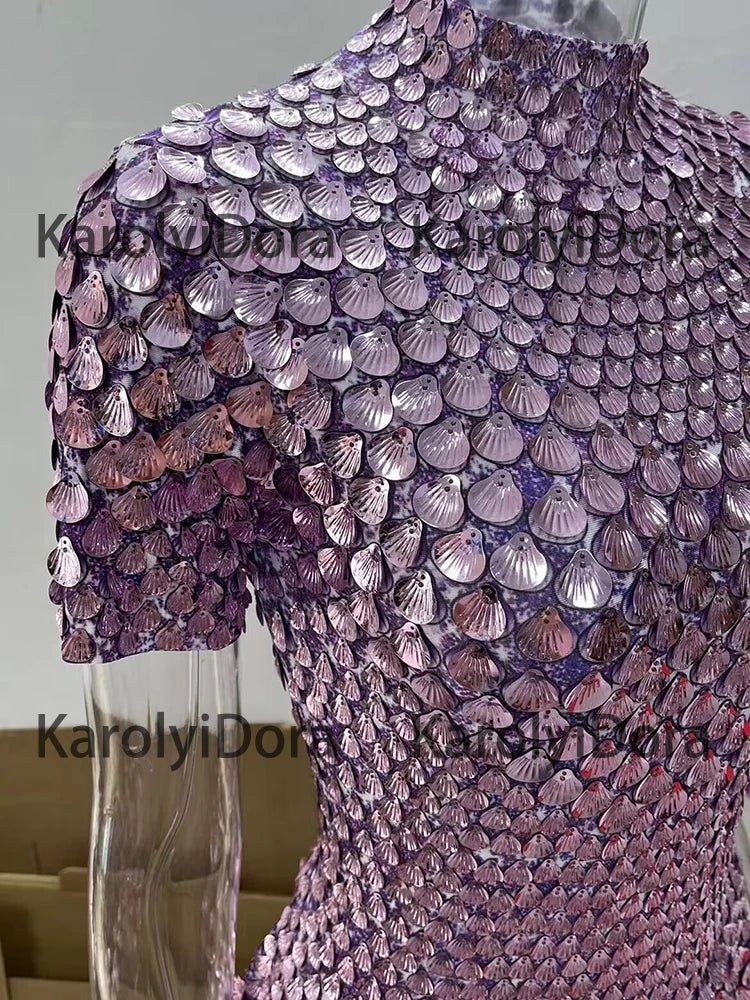 Mini Dress Lentejuelas Azul Lago