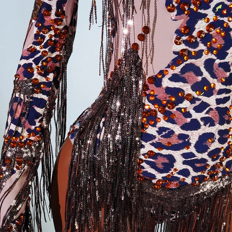Bodysuit Leopardo Lentejuelas Flecos