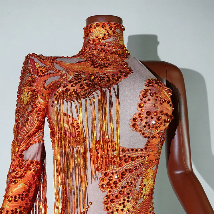 Bodysuit Leopardo Lentejuelas Flecos