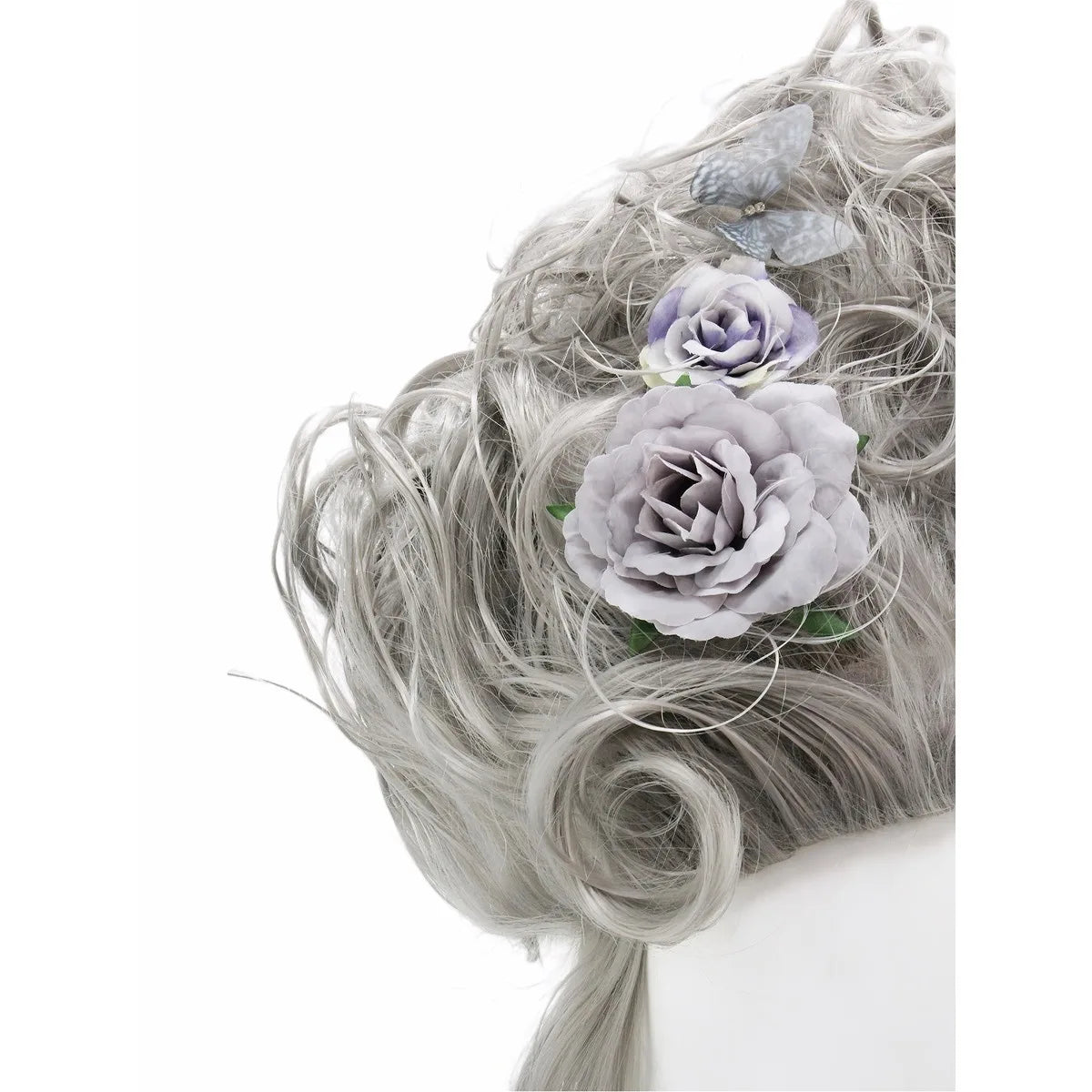 Peluca Rosa Esponjosa Plumas Flores