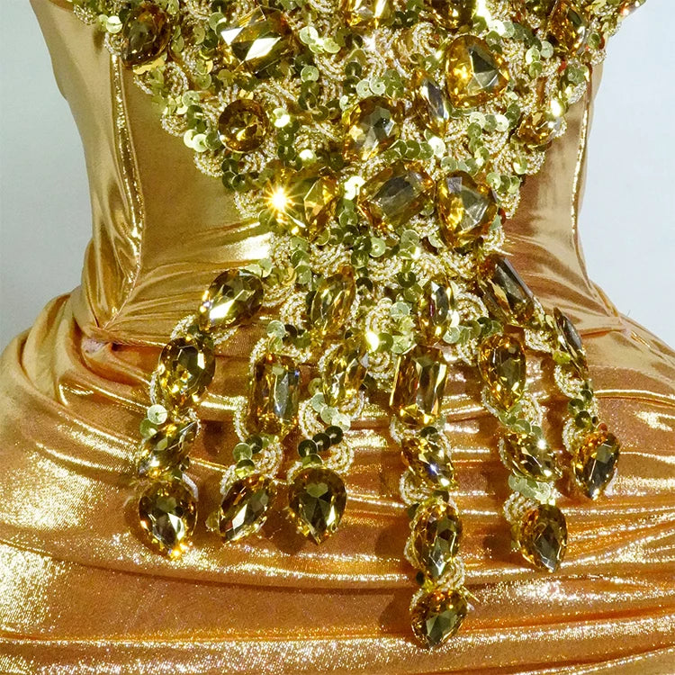 Set Dorado Cristales Top y Falda